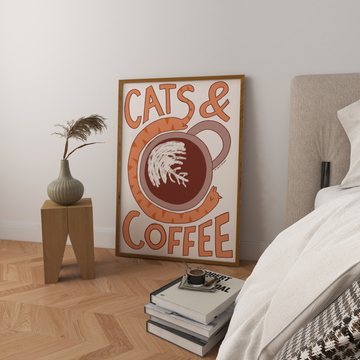 Cats and Coffee Art Print without a frame