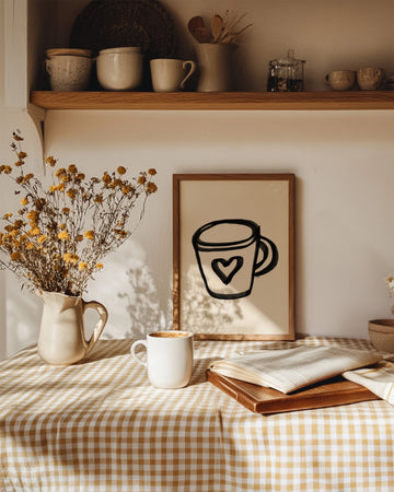 Minimal Coffee Cup Art Print | Coffee Lover Wall Art without a frame