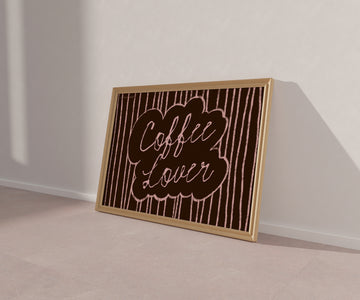 Coffee Lover Brown and Pink Art Print without a frame