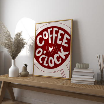Coffee O'Clock in cup Print without a frame