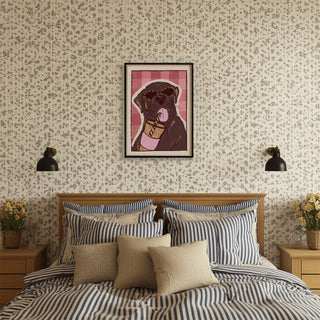 Labrador Drinking Coffee Art Print | Iced Coffee Dog Lover Print