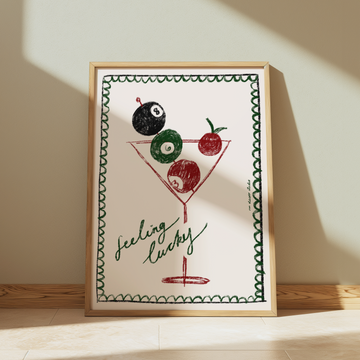 Feeling Lucky Pool Ball Martini Print without a frame