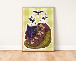 Dachshund Reading 'Fourth Bone' Art Print