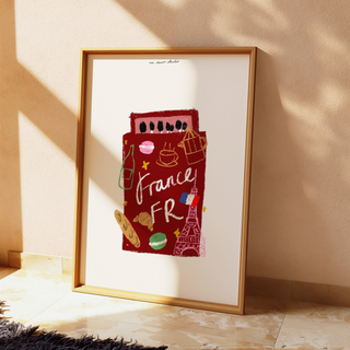 France Doodle Matchbox Print