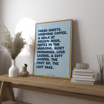 Fresh Sheets, Morning Coffee Art Print without a frame