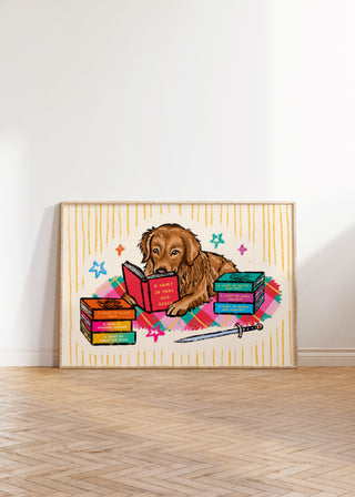Golden Retriever Rainbow Blanket Fantasy Book Print