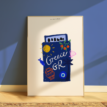 Greece Doodle Matchbox without a frame