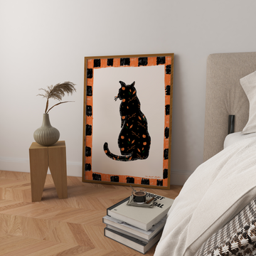 Halloween Cat Silhouette Art Print without a frame
