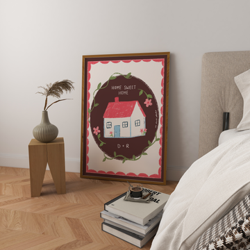 Custom Initial Home Sweet Home Art Print without a frame