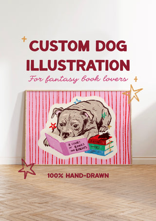 Custom Dog Fantasy Book Lover Artwork + Print
