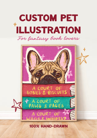 Custom Pet Fantasy Book Lover Artwork + Print