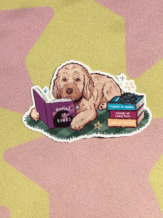 Cockapoo Dog Fantasy Reading Sticker
