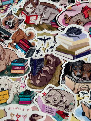 Dragon Curled Up On Book Stack Fantasy Reading Sticker