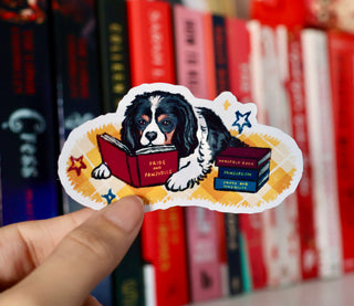 King Charles Dog Fantasy Reading Sticker
