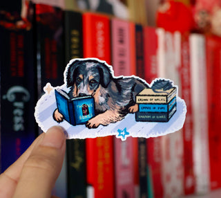 Australian Shepherd Dog Fantasy Reading Sticker