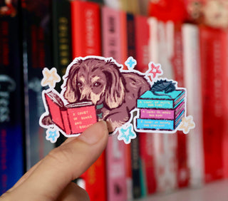 Cute Pup Fantasy Reading Sticker