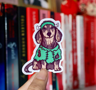 Frankin-weenie Dog Autumn Sticker Dachshund