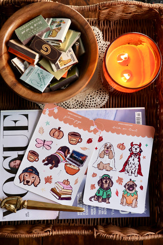 Trick or Treat Sticker Sheet Dogs in Costumes