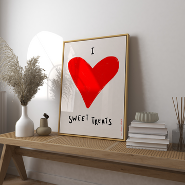 I Love Sweet Treats Heart Art Print without a frame