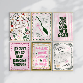 6 Art prints, Changed For Good, Dancing Through Life Art Poster, Pink Goes Good With Green