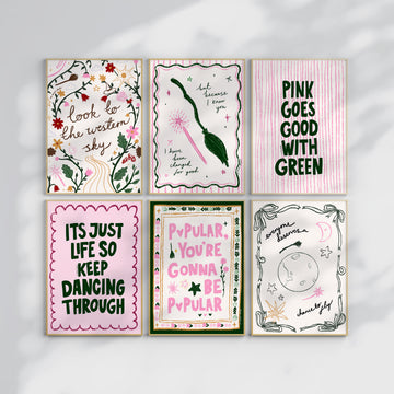 6 Art prints, Changed For Good, Dancing Through Life Art Poster, Pink Goes Good With Green without a frame