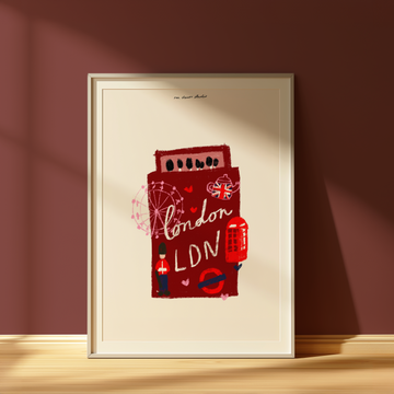 London Doodle Matchbox Print without a frame