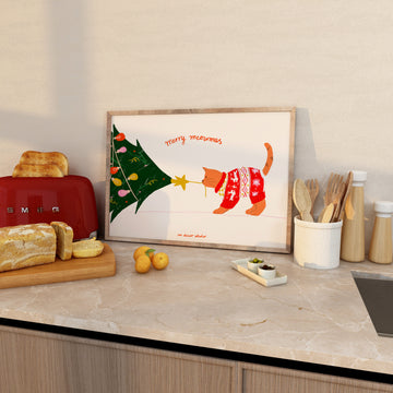 Merry Meowmas Christmas Print without a frame