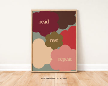 Read, Rest, Repeat Art Print | Book Lover Wall Art without a frame