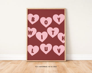 Boy With Luv Hearts Art Print | Digital Download