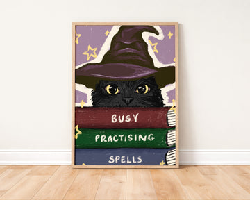 Busy Practicing Spells Art Print without a frame