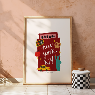 New York Doodle Matchbox Print