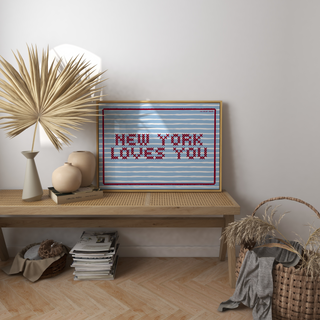 New York Loves You Cross Stitch Art Print
