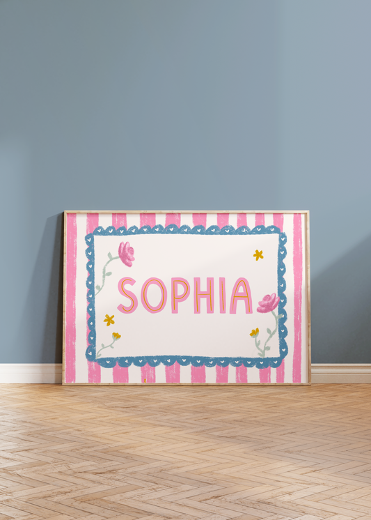 Personalised Name Girl Baby Print