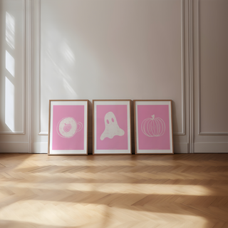Pink Halloween Prints Set of 3