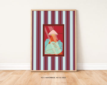 Playful Cat in Windows Art Print without a frame