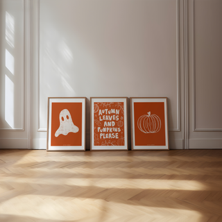 Autumn Orange Print Set of 3