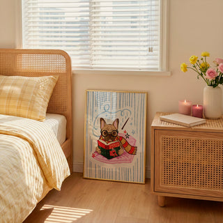 French Bulldog 'Doggy Potter' Art Print | Fantasy Book Lover Print