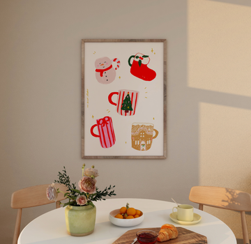 Christmas Mugs Print without a frame