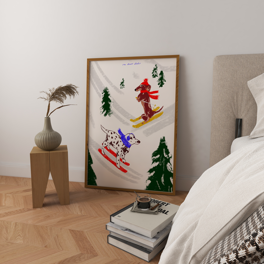 Skiing Dogs Print