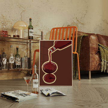 Wine Pour Art Print | Wine Lovers Wall Decor without a frame