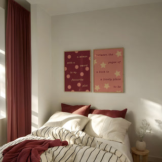 Reading Room Wall Art Set of 2 | Book Lover Literary Quote Prints