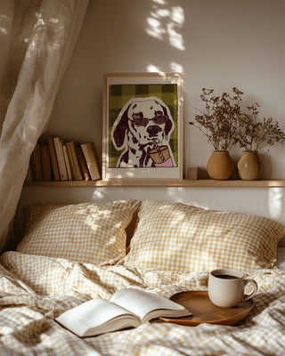 Dalmatian Drinking Coffee Art Print | Iced Coffee Dog Lover Print