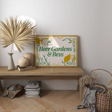 Beer Gardens and Bevs Art Print without a frame