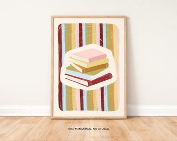 Book Stack Art Print without a frame