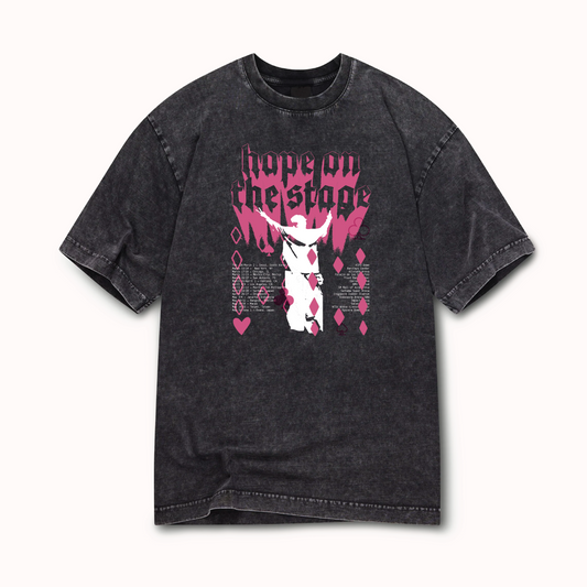 Hope On Stage PINK Washed Oversized Tee Front Graphic