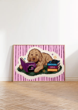Cockapoo Fantasy Book Reading Art Print | Digital Download
