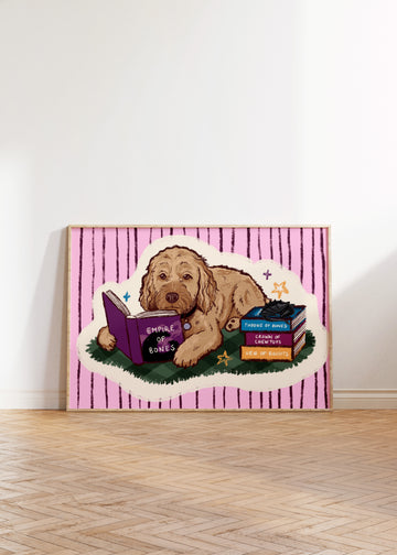 Cockapoo Fantasy Book Reading Art Print without a frame