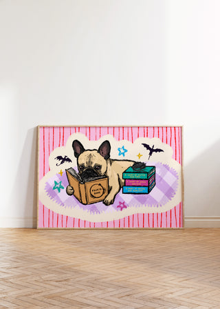 Frenchie Reading Fantasy Book Print | Digital Download