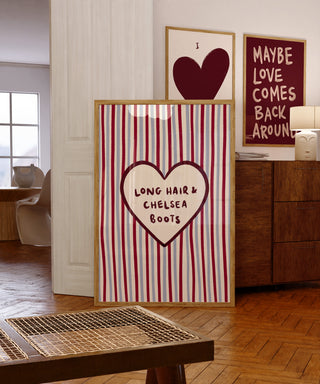 Long Hair & Chelsea Boots HEART Art Print | Music Inspired Wall Art Print