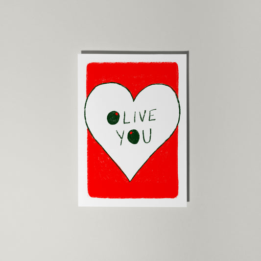 Olive You Greetings Card Heart
